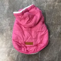 ピンク フード付き犬服 Mサイズ
