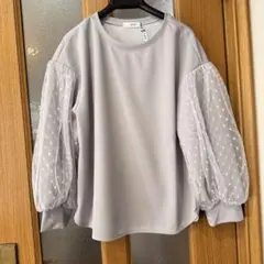 【美品】IEDIT ドット柄シフォン袖 長袖トップス