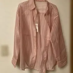 NICE CLAUP ピンク ストライプ 長袖 シャツ F シアー 新品未使用