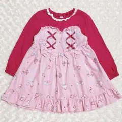 coeur a coeur100cm 長袖ワンピース　ピンク　メルヘン