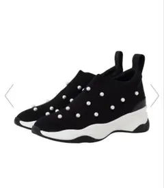 希少✨CELFORD パールトリミングスニーカー ブラック 厚底 セル