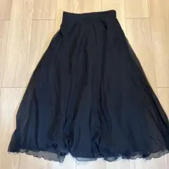 シフォン ブラック フレアスカート