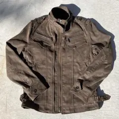 Archive Y2K スウェード調 ダブルジップ ブルゾン ブラウン