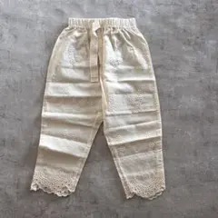 Aosta【新品未使用】アイボリー刺繍レーススカラップパンツ 90サイズ