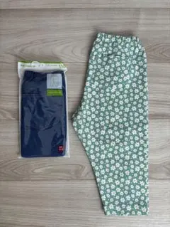 【新品＆未使用】ユニクロ レギンスパンツ7分丈 110cm 2枚 デニム 花柄