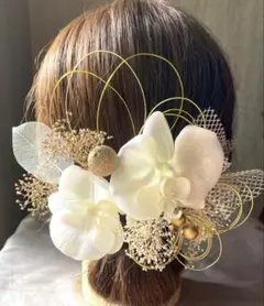 ホワイト胡蝶蘭髪飾り♡成人式　結婚式　前撮り　水引　和装　振袖　袴　前撮り卒業式