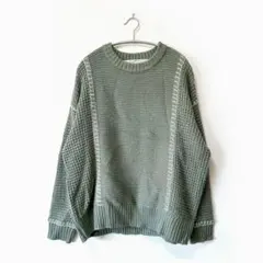 Ray Cassin レイカズン【M】ゆふだぼニット セーター グリーン 冬服