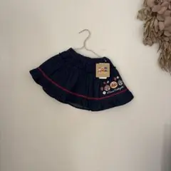 新品　アンパンマン フリル　刺繍　スカート デニム80 インディゴ　子供服