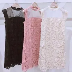 LilyBrown バックリボンレースワンピース