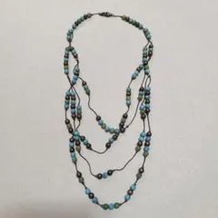 青緑ビーズの多層ネックレス　アクセサリー
