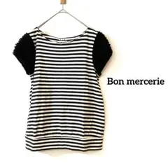 Bon mercerie 半袖カットソー フリル袖 白黒ボーダー　38のサムネイル