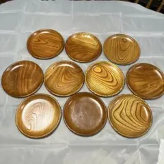 木製　丸皿10枚セット