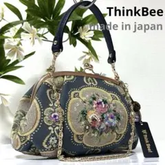【未使用】ThinkBee！ ゴブラン織生 がま口バッグ スパンコール