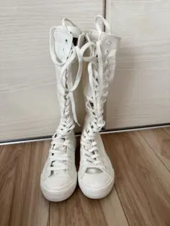 編み上げロングブーツ　白