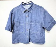 デニムシャツ 半袖 ショート丈 M