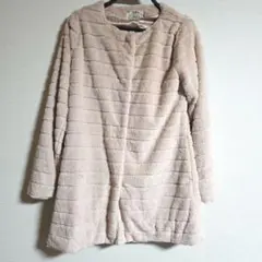 ノーカラーコート　ベージュ　アイボリー