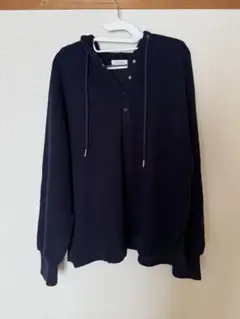 hononoネイビー フード付き マタニティニット