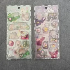 きらりんウォーターシール　ハムスター　ネコうさぎシール 2シートセット