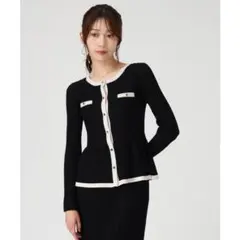 MISCH MASCH ワイドリブ配色ペプラムカーディガン ミッシュマッシュのサムネイル