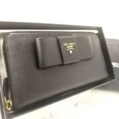 ✨Sランク・箱保証書付き✨ PRADA 長財布 サフィアーノレザー リボン