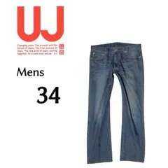 メンズ 34インチ UNIQLO ユニクロ ストレートデニムパンツ 067189