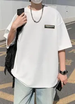 【新品】tシャツ メンズ 半袖 夏服 無地 速乾 五分袖 ホワイト　Lサイズ　白