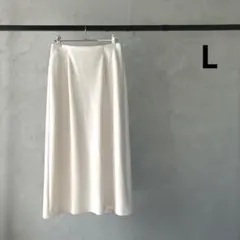 ユニクロ ストレッチダブルフェイススリットスカート 丈標準 ナチュラル Lのサムネイル