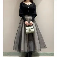 匿名配送 スナイデル チュールコンビクロップドニットワンピース0 セットアップ