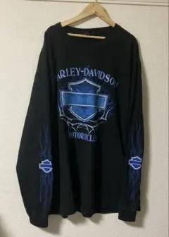 ハーレー XL 00s ブルー トライバル フレイム イーグル 90s ロンT