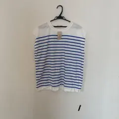 ボーダー柄 ノースリーブ Tシャツ