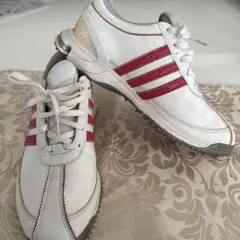 adidas 女性用ゴルフシューズ ホワイト/レッド