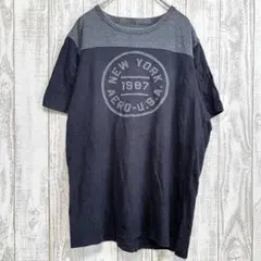 エアロポステール ロゴ 半袖 Tシャツ 丸首 クルーネック L 紺 綿 お出かけのサムネイル