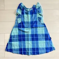 【美品】《セラフ》キッズ　ワンピース　チェック　ブルー　120