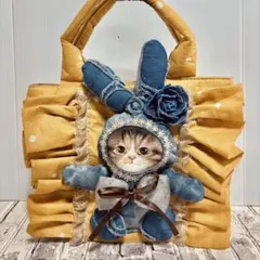 コヤンイサムチョン うさぎ着ぐるみ猫 デニムトートバッグ - メルカリ