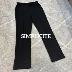 SIMPLICITE ブラックストレッチスラックス ゴムウエスト
