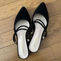 ブラック スエード ミュール