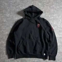 RUSSELL ATHLETIC パンサー刺繍 フーディー L ブラック　古着