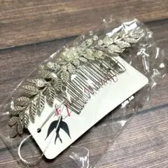 新品未使用☆クリスタル パール 葉 オリーブブランチ ヘアコーム