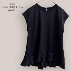 LUCA LADY LUCK LUCA半袖ブラウス　フレンチスリーブ　黒　綿のサムネイル