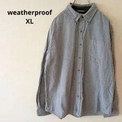 USA古着 weatherproof 長袖ネルシャツ グレー ボタンダウン XL