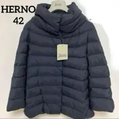 HERNOヘルノリバーシブルロングダウンベストインナー薄手42ネイビー紺色ロゴ有 HERNOヘルノリバーシブルロングダウンベストインナー薄手42