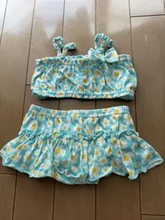 水色 花柄 セパレート水着 80サイズ