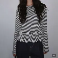 【SHEIN】ストライプ ボーダーTシャツ 白黒 Mサイズ