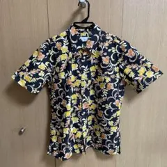 花柄 アロハシャツ 半袖 ブラック イエローのサムネイル