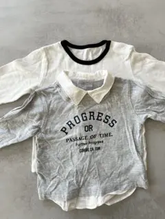 コムサイズム 長袖カットソー 80cm グレー ホワイト 2枚セット