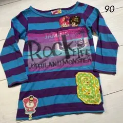JAM クマ刺繍ストライプ長袖カットソー 90 グラグラ