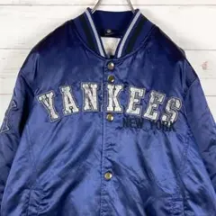 【デカロゴ】ＭＬＢヤンキース　チームロゴ　スタジャン　ネイビー　M　ワンポイント