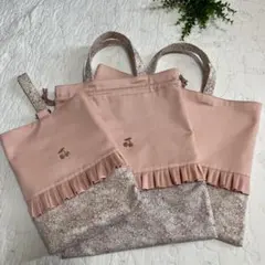 手提げ袋　体操着袋　上靴袋　3点　リバティ　ミシェル　ニュアンスピンク　入園入学