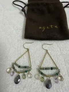 agete フラットストーンアマゾナイトピアス ブルー - メルカリ