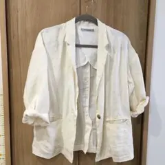 オーバーサイズジャケット*麻素材*白のサムネイル